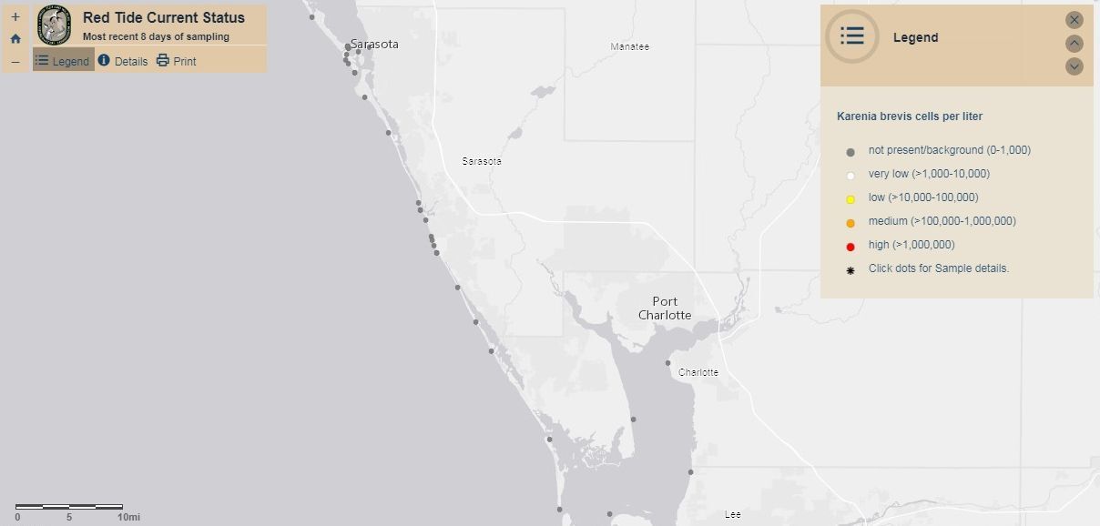 Red Tide Map for Nov. 5, 2021
